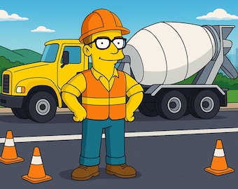 Cement Truck Driver Gift - Custom Portrait as Yellow Character