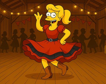 Square Dancing Geschenk - Benutzerdefiniertes Porträt vom Foto als gelber Charakter, Country Dancer