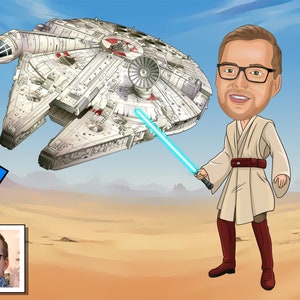 Jedi cartoon portrait from your Photo, obi wan kenobi, anakin, obi wan art