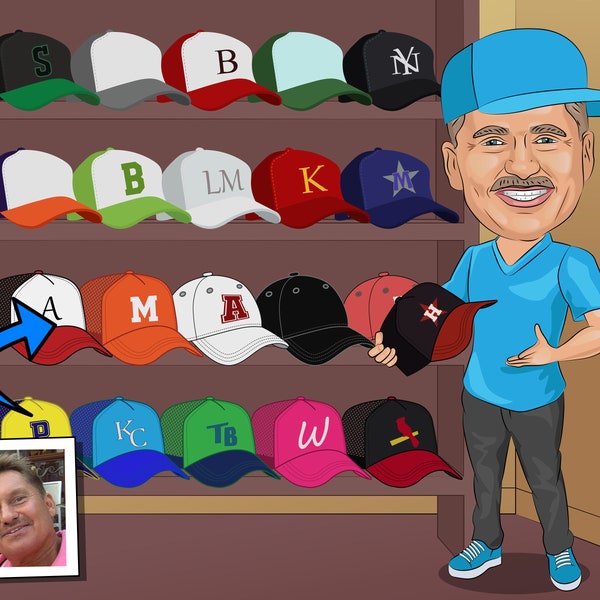 Hat Collector Gift - Custom Caricature From Photo