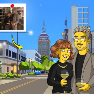 Fresno Gift - Custom Yellow Cartoon Portrait from Photo, Fresno art, Fresno wall art