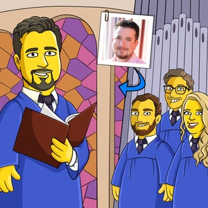 Church Choir Gift - Custom Portrait as Cartoon Character,