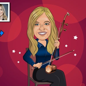 Erhu Player Gift - Custom Cartoon Portrait