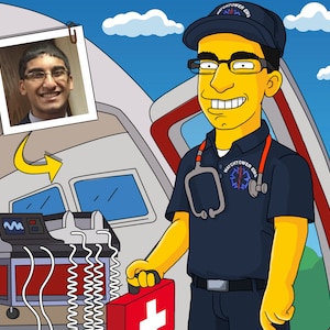 Paramedic Gift  - Custom Portrait from Photo as Yellow Cartoon Character / paramedic cartoon / gifts for paramedic / paramedic caricature