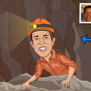 Spelunking Gift - Custom Caricature From Photo, Spelunker, Caver