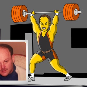 Weightlifter Gift  - Custom Portrait as Cartoon Character / lifter gifts / weightlifting gift / weight lifting gift powerlifter powerlifting
