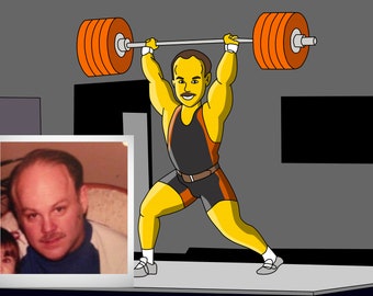 Weightlifter Gift  - Custom Portrait as Cartoon Character / lifter gifts / weightlifting gift / weight lifting gift powerlifter powerlifting