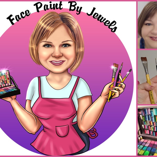 Face Painter Logo Design - custom portrait for your business logo / balloon twister logo