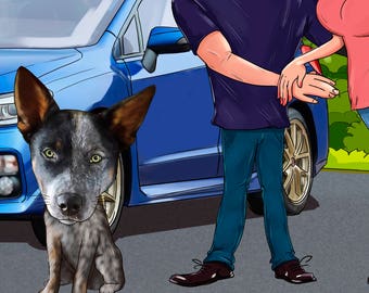 Add a Pet to Cartoon Portrait