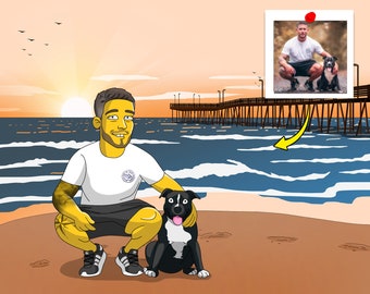 Custom Virginia Beach Cartoon Portrait from Photo (Digital File)