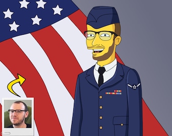 Airman Gift - Custom Cartoon Portrait from Photo, air force graduation