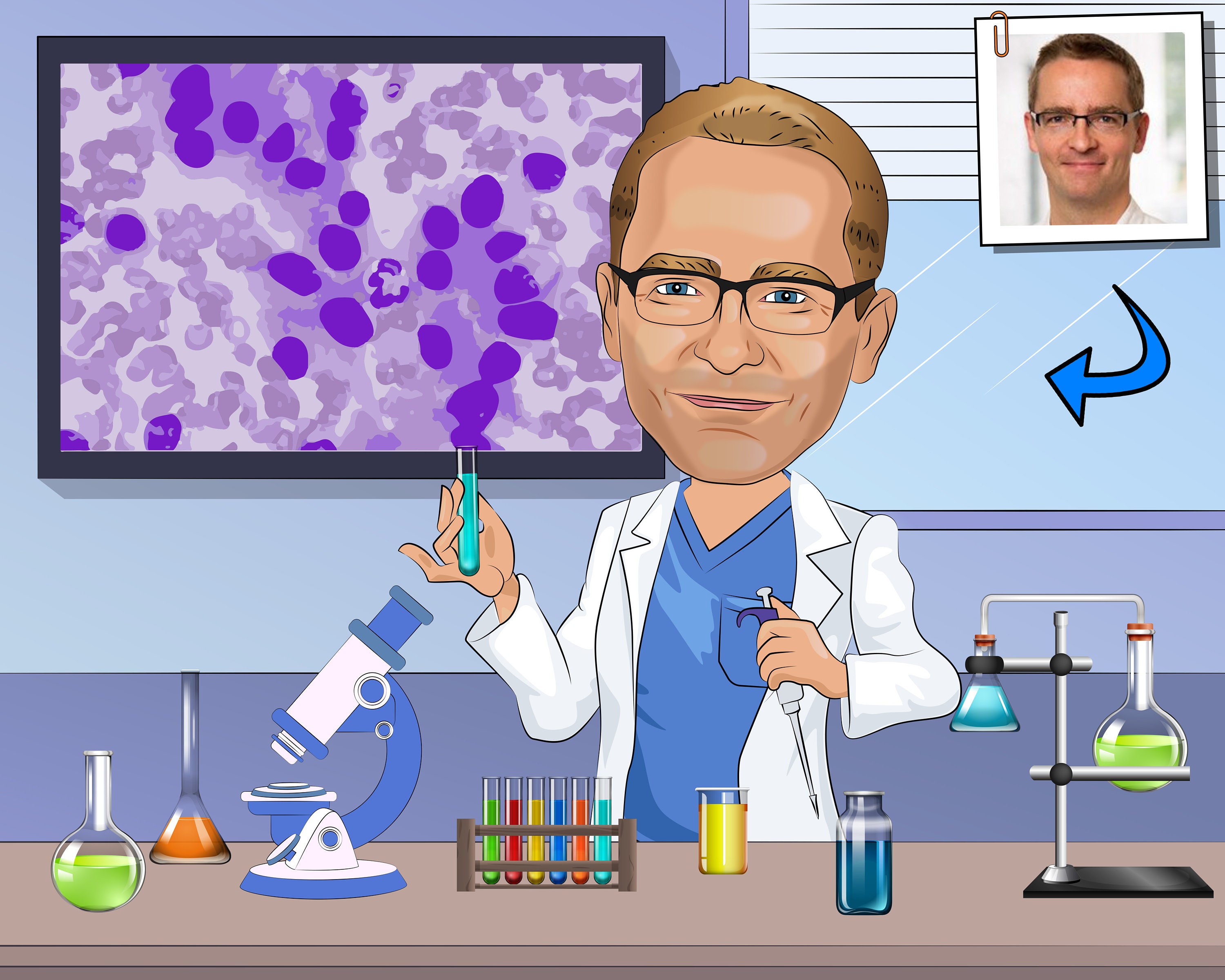 Cytotechnologist Gift - Custom Caricature From Photo, Cytotechnology, cytology, cytologist
