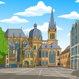 Aachen Gift - Custom Yellow Cartoon Portrait from Photo, Aachen art