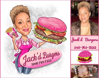 Fast Food Logo - custom cartoon logo for your business / burger logo