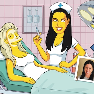 Nurse Injector Gift - Custom Portrait as Yellow Character, aesthetic nurse, cosmetic nurse