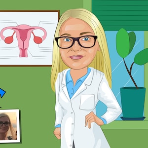 Obgyn Gift - Custom Caricature Portrait From Your Photo / Ob Gyn Gift ...