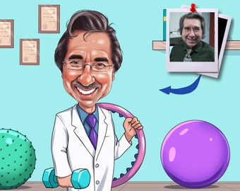 Physiotherapist Gift - Custom Caricature From Photo, Physiotherapy Gift, physical therapy