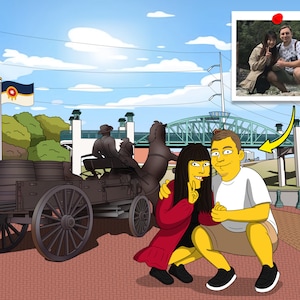 Tulsa Gift - Custom Yellow Cartoon Portrait from Photo, Tulsa art, Tulsa poster