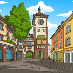 Freiburg im Breisgau Gift - Custom Yellow Cartoon Portrait from Photo, Freiburg art
