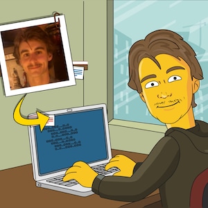 Computer Geek Gift  - Custom Portrait as Cartoon Character / computer nerd gift / coder gift / computer science gifts /graphic designer gift