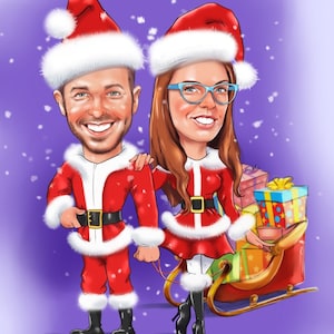 Anpassad julklapp med karikatyr av par, personligt tecknat porträtt (digital fil) bild 1