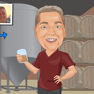 Brewmaster Gift - Custom Caricature From Photo / beer making / homebrewing / homebrewer