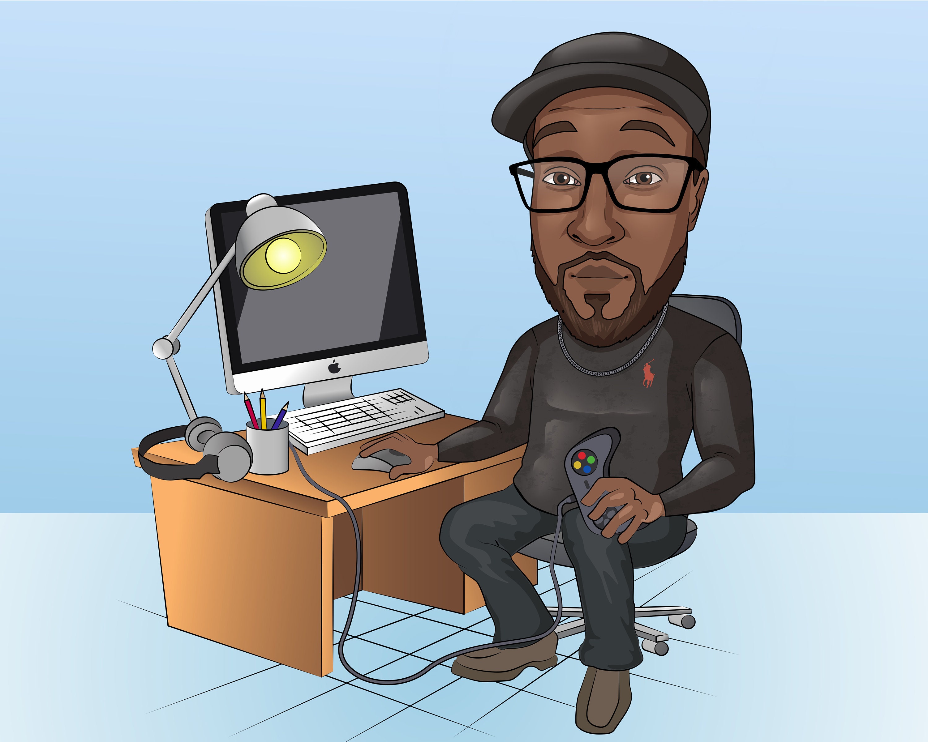 Computer Geek Gift - Custom Caricature Portrait From Your Photo - Etsy