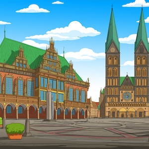 Bremen Gift - Custom Yellow Cartoon Portrait from Photo, Bremen art