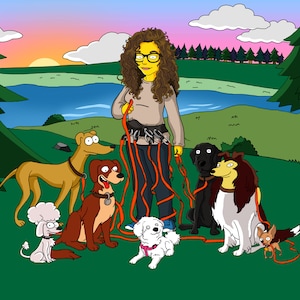 Dog Walker Gift  - Custom Cartoon Portrait from Photo / pet sitter gift /dog sitter gift /custom dog walker gifts /dog trainer dog caretaker