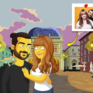 Brescia Gift - Custom Yellow Cartoon Portrait from Photo, Brescia art, Brescia poster