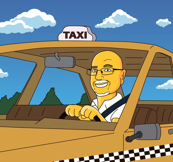 Taxi Driver Gift Custom Portrait From Photo as Yellow - Etsy Taxi Driver Gift Custom Portrait From Photo as Yellow - Etsy