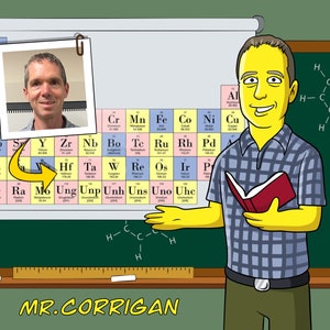 Science Teacher Gift - Custom Portrait as Yellow Cartoon Character / Chemist Gift Idea / Chemistry Teacher Retirement Gift / Chemist Cartoon