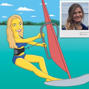 Windsurfer Geschenk - individuelle Karikatur Portrait vom Foto / Windsurfing Kunst / Windsurfen / Windsurfen / Surfing Art / Surfing Art / Kitesurfen