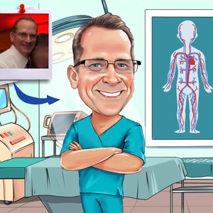 Vascular Surgeon Gift - Custom Caricature From Photo, vascular anatomy