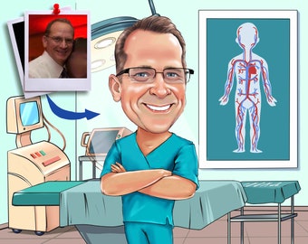 Regalo per chirurgo vascolare - Caricatura personalizzata da foto, anatomia vascolare