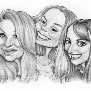 Retrato de caricatura grupal a lápiz a partir de su foto / dibujo de caricatura / caricatura grupal / caricatura de amigos