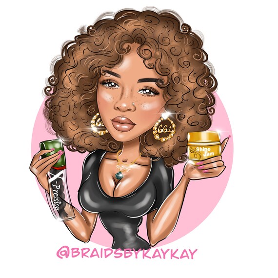 Braider Logo Design Custom Cartoon Portrait For Your Business Logo Custom Braid Logo Design Hair Stylist Logo