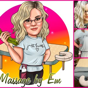 Massage Therapist Logo - custom portrait for your business logo / massage logo / wellness logo