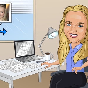 Sudoku Lover Gift - Custom Caricature From Photo, Sudoku gift
