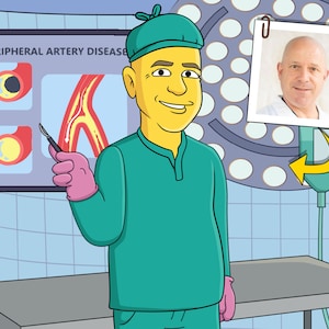 Vascular Surgeon Gift - Custom Portrait from Photo as Yellow Character, Vascular Surgery