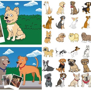 Retrato de perro personalizado de la foto / dibujos animados del perro personalizado de la foto / retrato del perro digital / ilustración del perro personalizado / arte de la raza del perro