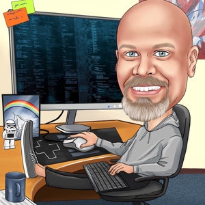 Programmer Gift - Caricature Portrait From Photo / Gift for Coder ...