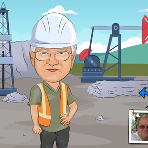 Oilfield Worker Gift - Custom Caricature Portrait From Your Photo / oil field worker