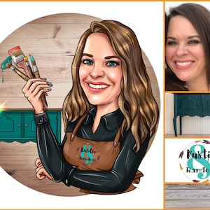 Furniture Painter Logo - custom cartoon portrait logo for your business / Furniture painting logo