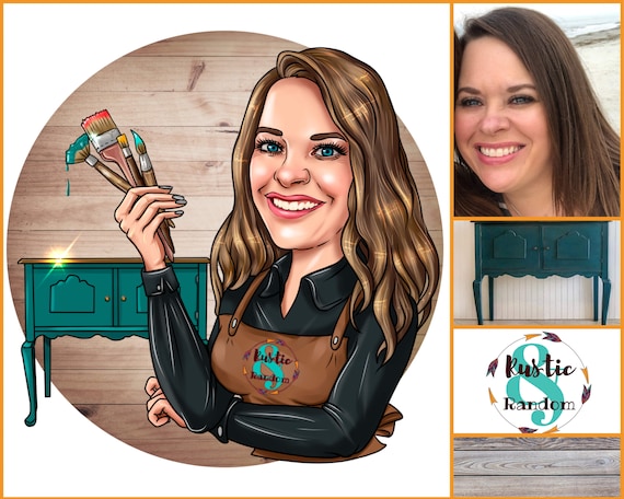 Furniture Painter Logo - custom cartoon portrait logo for your business / Furniture painting logo