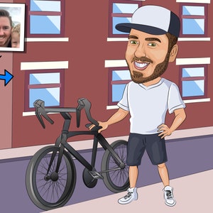 BMX Rider Gift - Custom Caricature Portrait From Your Photo / bmx biker gift / bmx racing