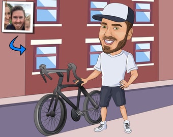 BMX Rider Gift - Custom Caricature Portrait From Your Photo / bmx biker gift / bmx racing