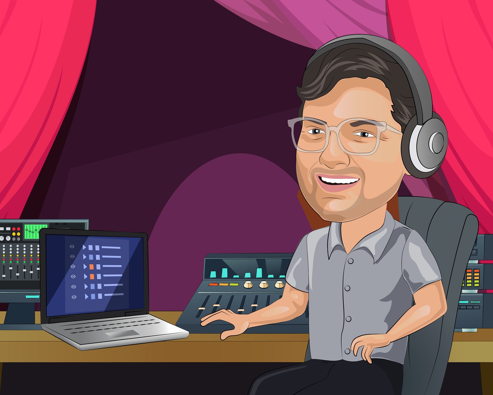 Stage Manager Gift - Custom Caricature From Photo, Stage Crew - Etsy