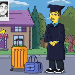 Exchange Student Gift - Custom Portrait as Cartoon Character, study abroad gift