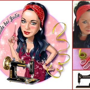 Seamstress Logo Design - custom portrait for your business logo / portrait logo